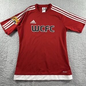 WCFC Soccer Jersey Womens Small Red Adidas Climalite Performance Wicking